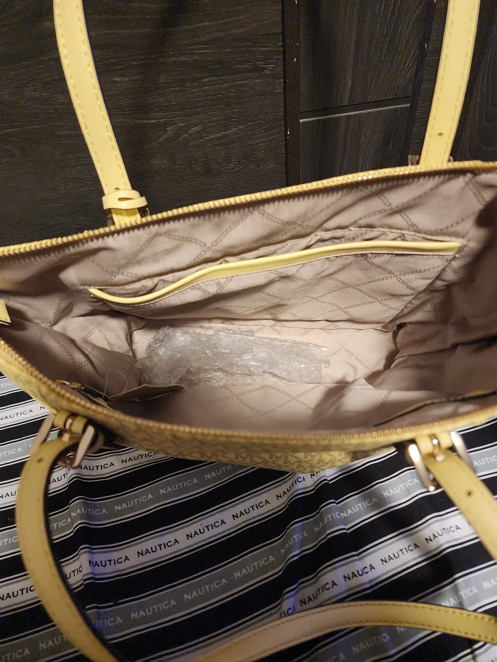 Michael Kors Yellow Logo-Print Tote with Gold MK Charm
